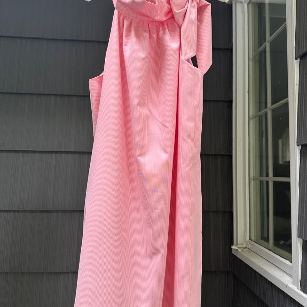 PETER MILLAR SUMMER DRESS PINK & WHITE MINI STRIPE SIZE L